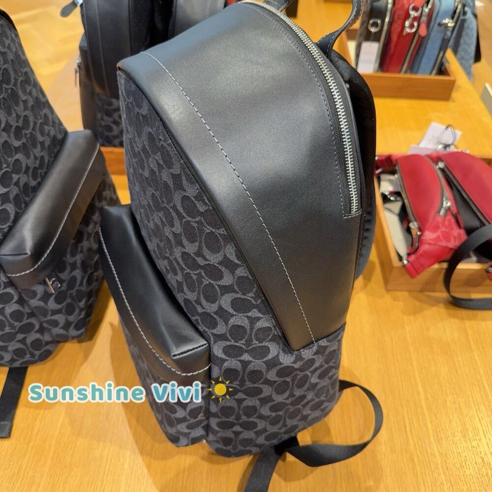 NWT Coach Taylor Backpack in Signature Denim Silver/Black CDC49 - Picture 5 of 7